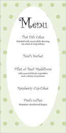 Polka Perfect wedding stationery menu