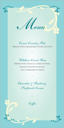 Romantic wedding stationery menu